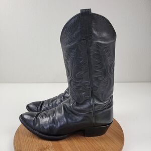 Panhandle Slim Western Black Leather Cowboy Boots Pull On Mens Shoe Sz 10 D